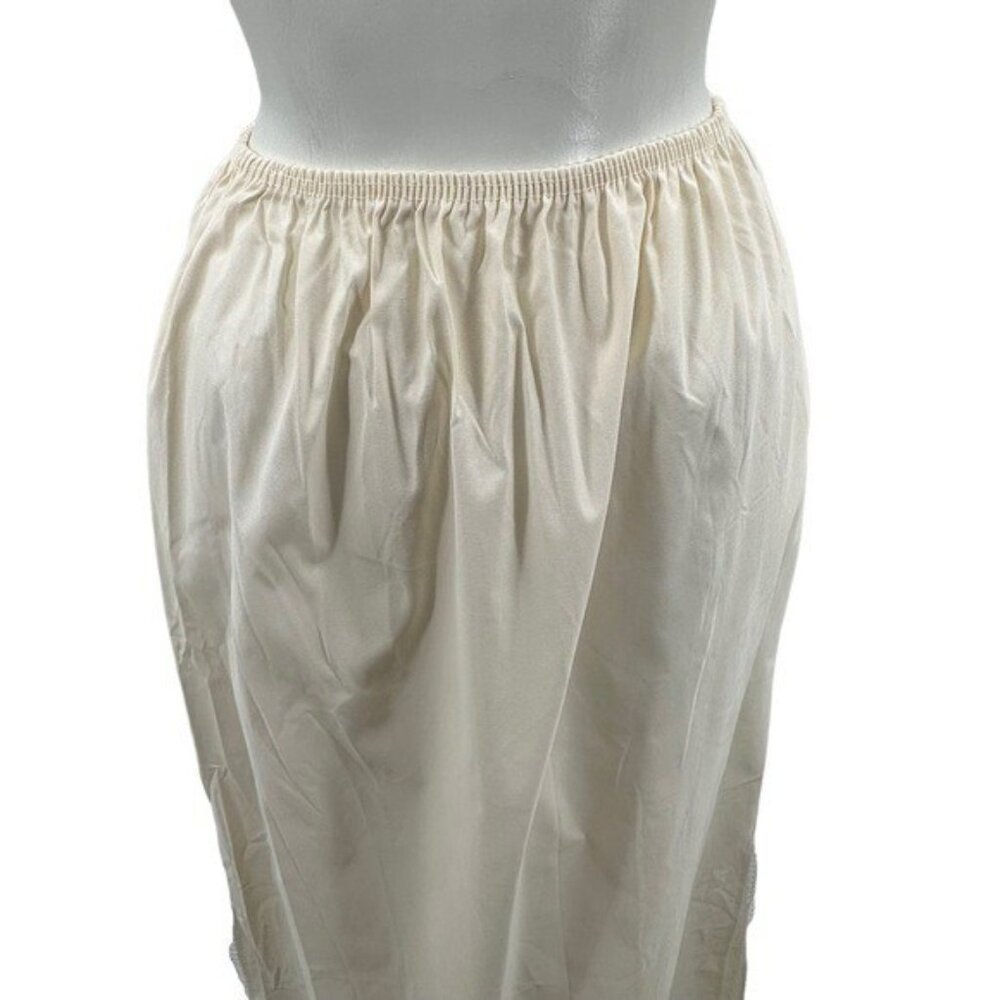 Vintage 1950s Deena Women's L Slip Skirt Full Length Ivory Nylon USA - Picture 5 of 9